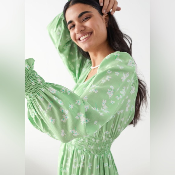 & OTHER STORIES Pleated Smock Midi Dress size 6 NWT - Picture 4 of 15